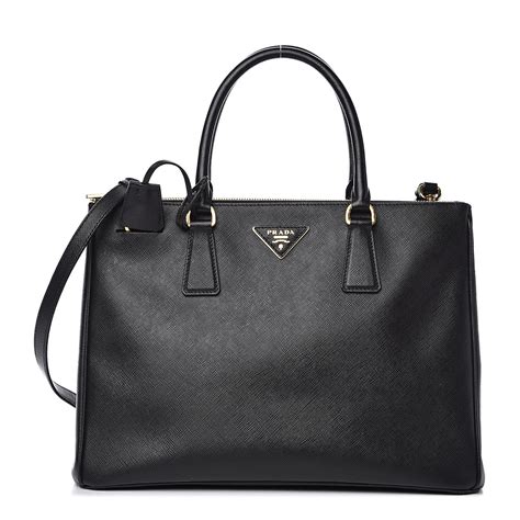 prada black saffiano leather large galleria double zip tote|saffiano leather Prada monochrome bag.